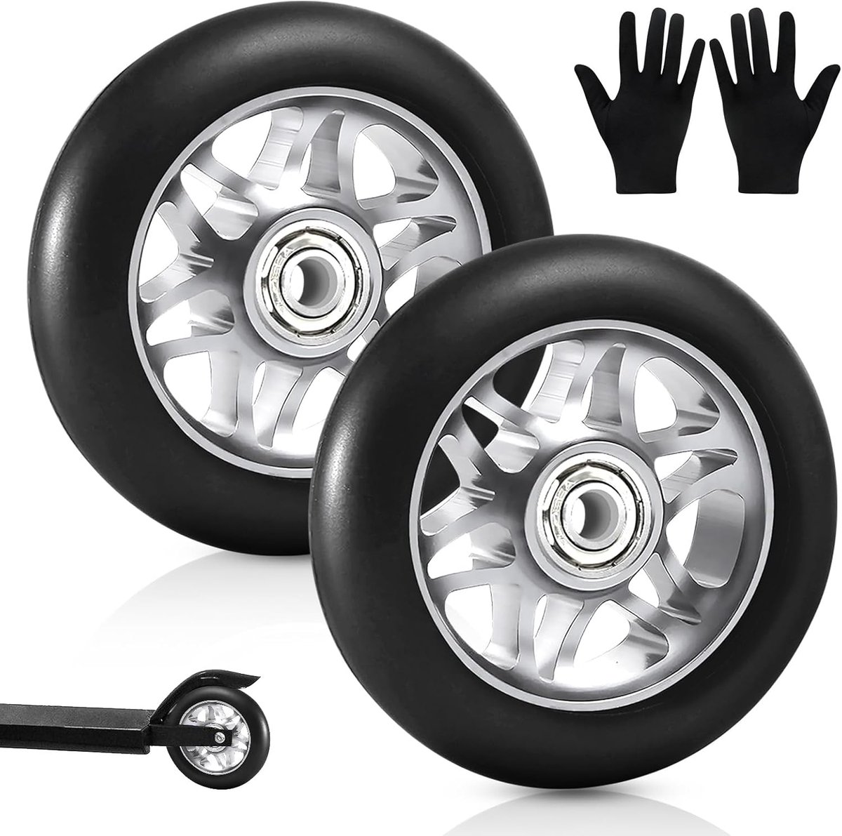 Scooter wielen 100 mm - 2 stuks reservewielen met Abec-9 lagers
