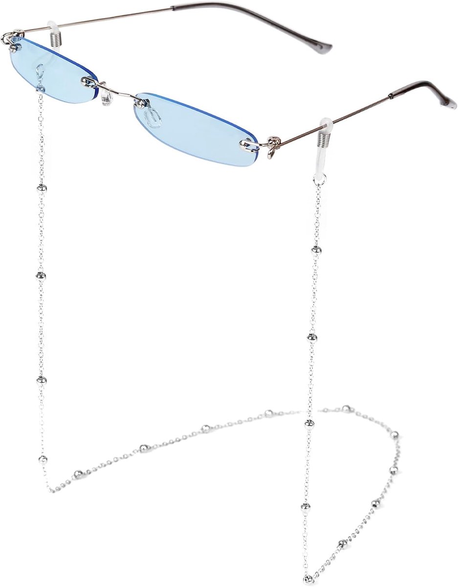 Zonnebril Rechthoekig Frameloze, Brillenkoorden, Meerkleurig Lenzen, Modieus Accessoires voor Dames Heren, Vierkante Randloze Mode Bril, Party Benodigdheden