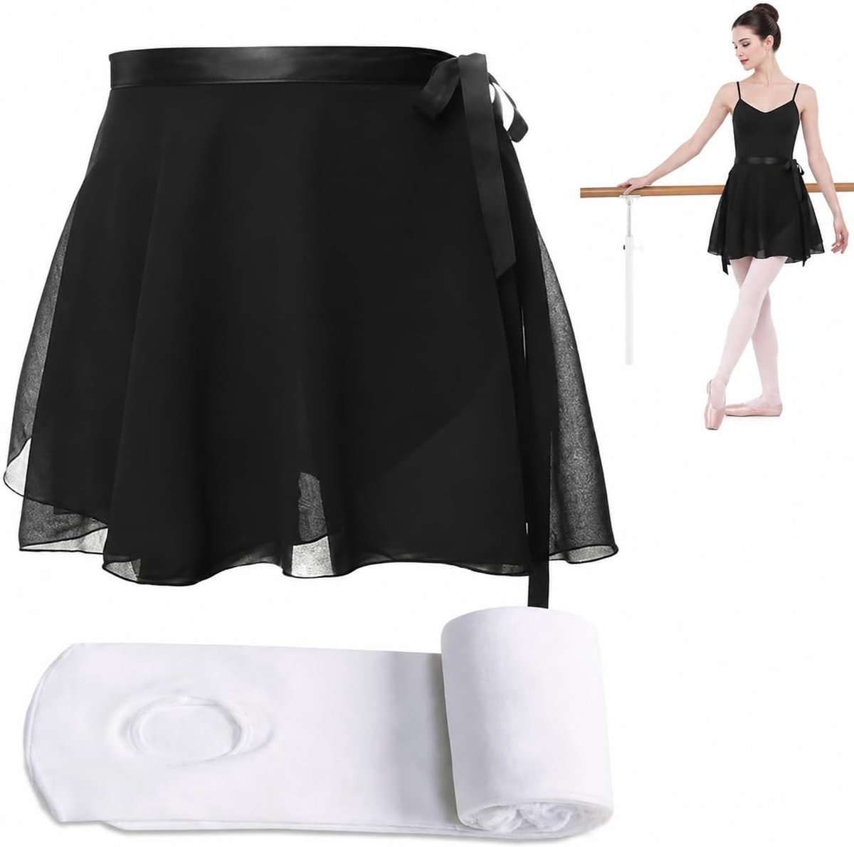 Ballet Rok - Verstelbare Chiffon Dans Wikkelrok met Taille Strik