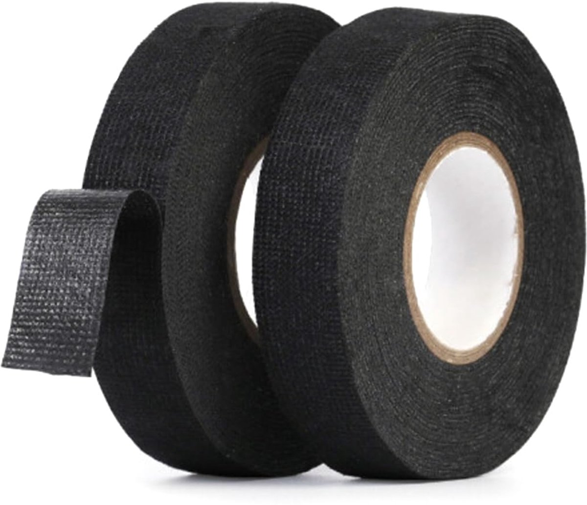 2 stuks zwarte weefseltape, autokabelboom, plakband, isolatietape van