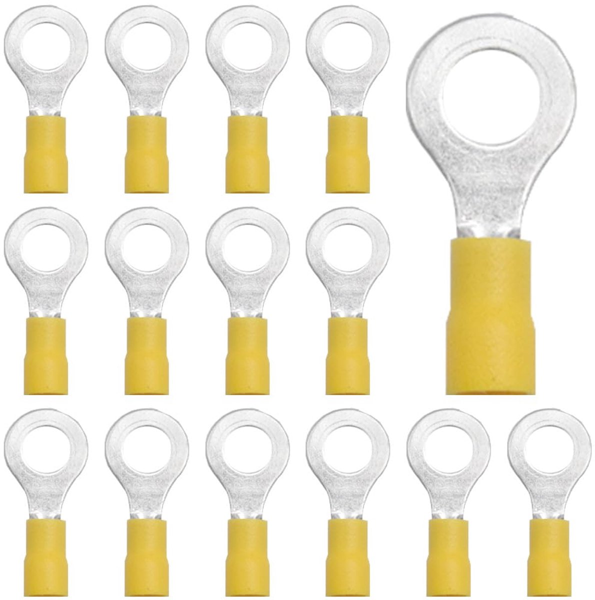 50 Stks 12-10 AWG van Geel Geïsoleerde Ring Crimp Connector Quick Splice Wire Terminals Draad Crimp Connectors (PRY8)