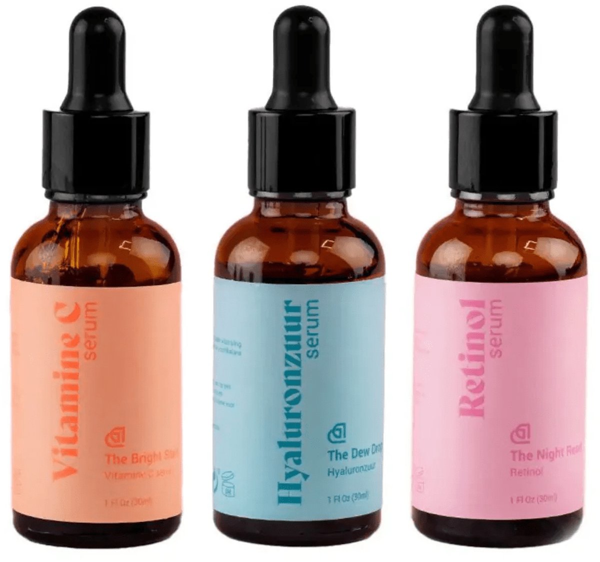 Dermarolling Hyaluronzuur Serum 30ml en Vitamine C Serum 30ml en Retinol Serum 30ml