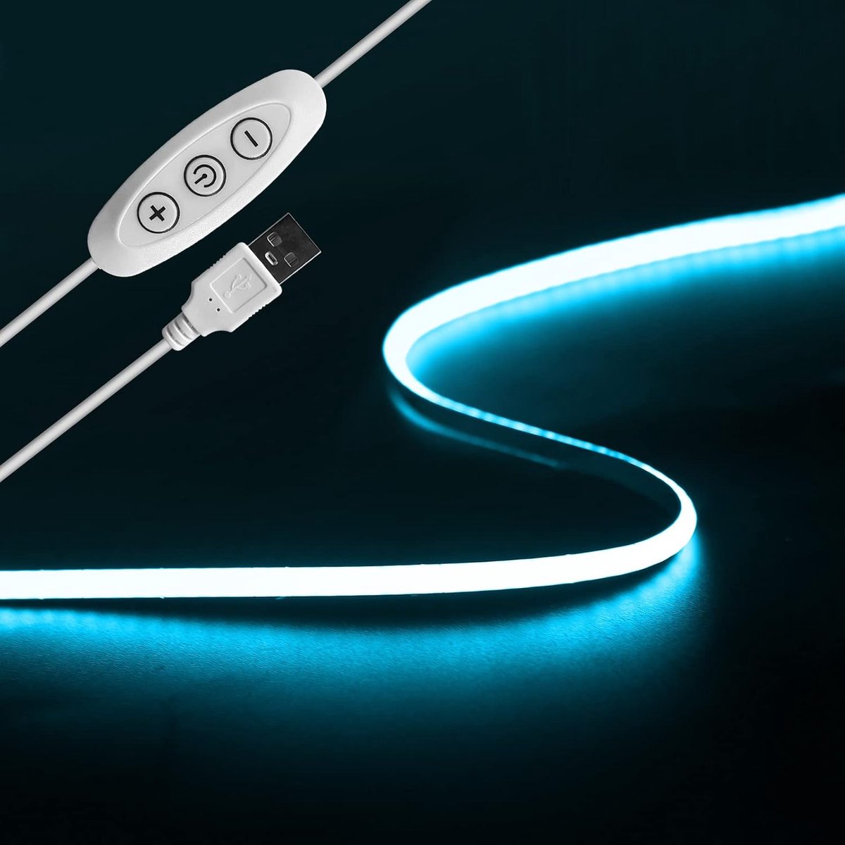 2m USB LED TV-achtergrondverlichting Strip Licht, Tayire 5V 960LEDs dimbaar ijsblauw LED Lint COB-ledband CRI90+ 4mm Ledstrip voor keuken, slaapkamer, dartbord, interieurdecoratie DIY