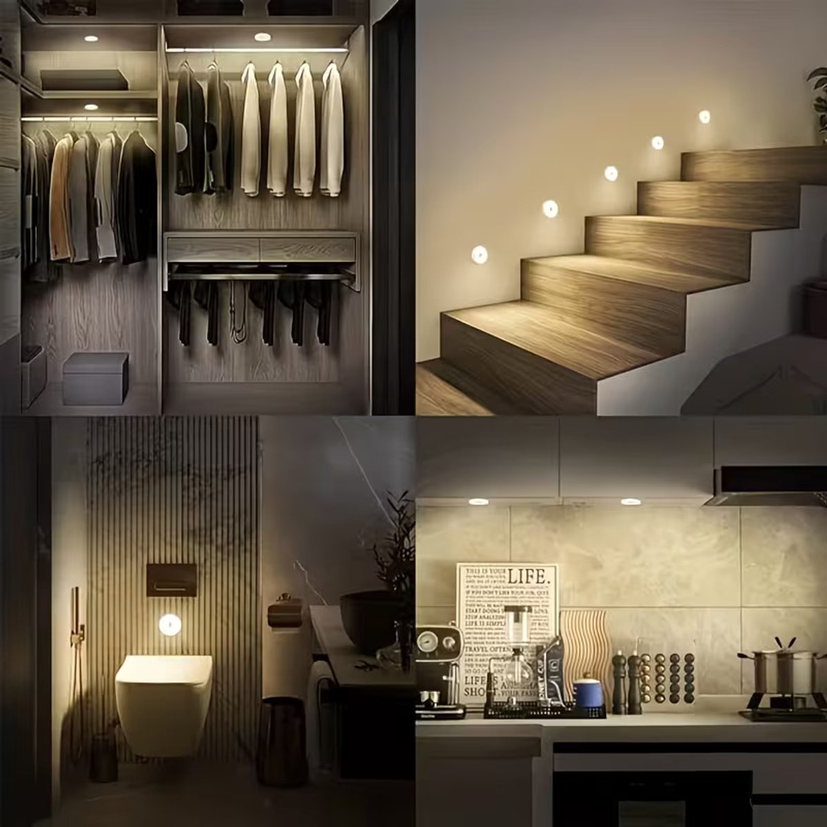 2 Stuks QX Trades Draadloze Ledlamp - Magnetisch - Bewegingssensor - Oplaadbaar - Kastverlichting - Baby - Babykamer – Wandlamp - keukenverlichting