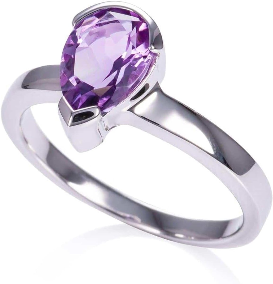 925 sterling zilveren ring voor vrouwen met natuurlijke edelstenen, sterling zilveren edelsteenring met natuurlijke citrien, amethist, blauwe topaas of granaat, edelsteenringen in maat K tot T, Edelsteen, amethist
