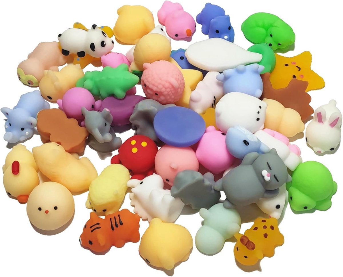 50 stuks (willekeurige levering) Mochi Squishy, sensorisch knijpspeelgoed, kinderverjaardagscadeau, feestgunsten, klaslokaalbeloningen, goody bag stuffers