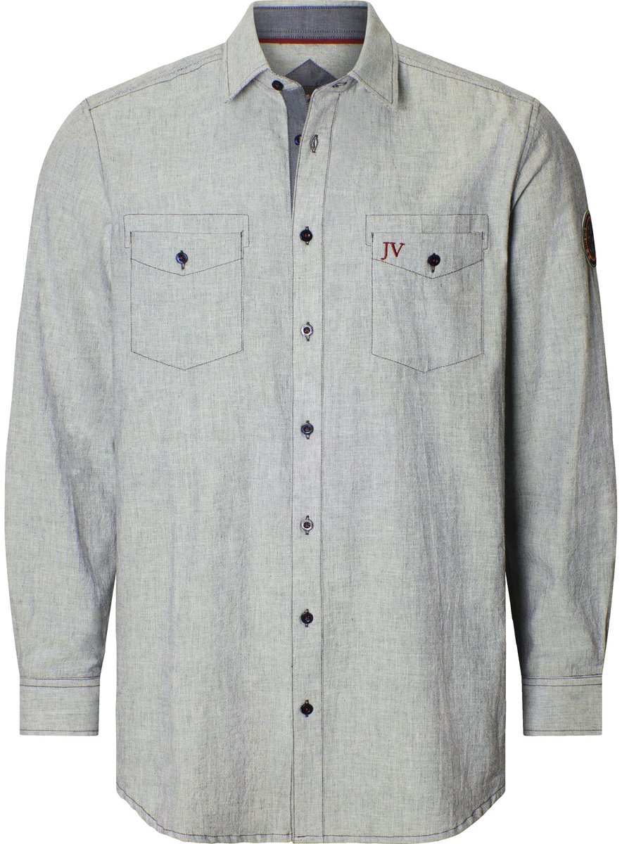 Jan Vanderstorm herren Overhemd - 49/50 - blauw - Plus Size