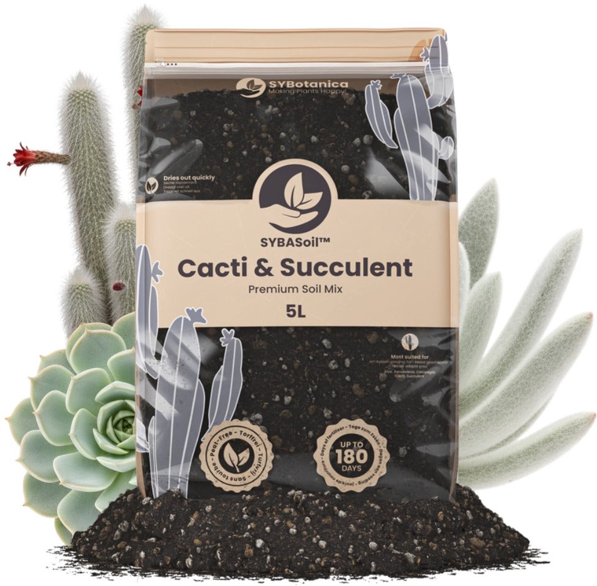 Bol.com SYBASoil - Cactus & Vetplant mix 5L - Turfvrije Potgrond Mix - 6 Maanden Voeding aanbieding