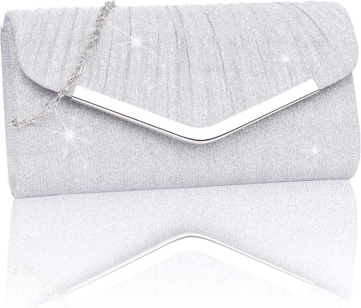 Handtas Clutch Dames Zilver, Zilver