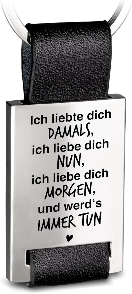 Sleutelhanger met gravure van leer, "Ich liebe Di", sleutelhanger