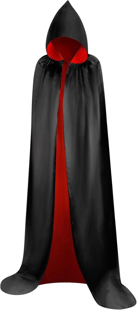 Jun Omkeerbare Cape Met Capuchon Zwart Rood Unisex Cape Met Capuchon