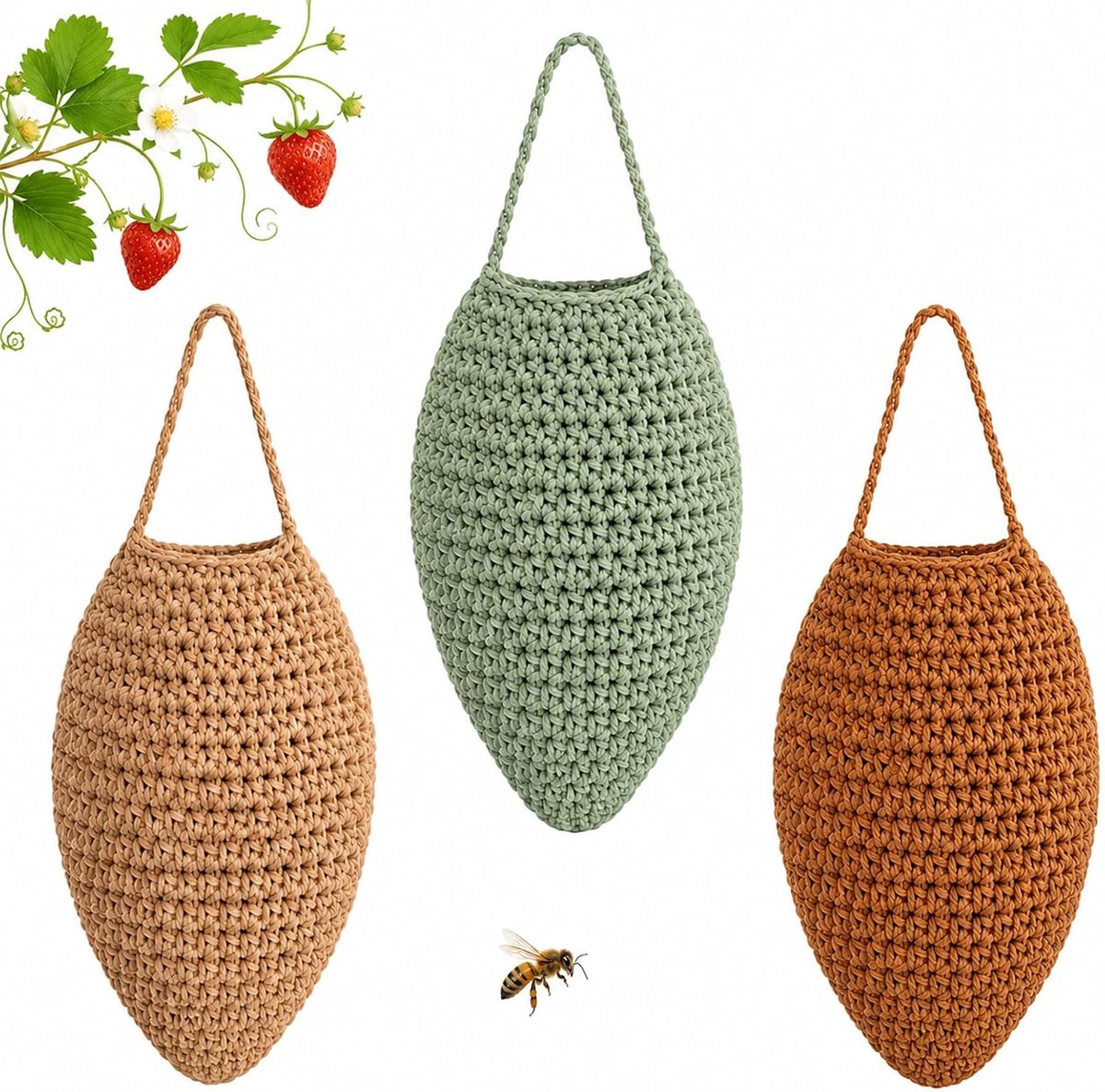 namaakwespennest, 3 stuks, geweven nep hornest, hangend hornest, nep voor wespennest, nestbouw voorkomen, nep wespennest voor huis, tuin, outdoor