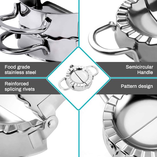 Maker Set - knoedelshaper, ravioli uitsteekvormpjes, pirogcesnijder, roestvrij stalen wikkelvorm - keukengadgets — afbeelding 2