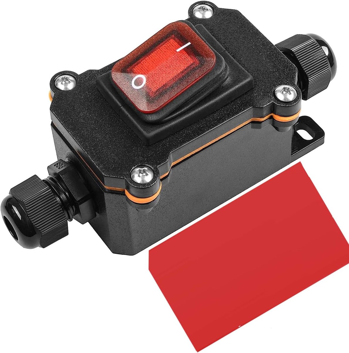 Inline Snoerschakelaar Waterdichte Tuimelschakelaar DPST 20A-12VDC/16A-24VDC/20A-125VAC/16A-250VAC IP66 Open Dubbel Gat Waterdichte Doos Tweezijdige Ingang (Rode Led)(Patent No.-015058842)
