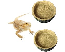 2-pack reptielen voer- en waterbakken, hoekbak voor reptielenvoer, geschikt voor baarddraken, hagedissen, spinnen, schorpioenen, gekko-schildpadden, heremietkrabachtigen, enz