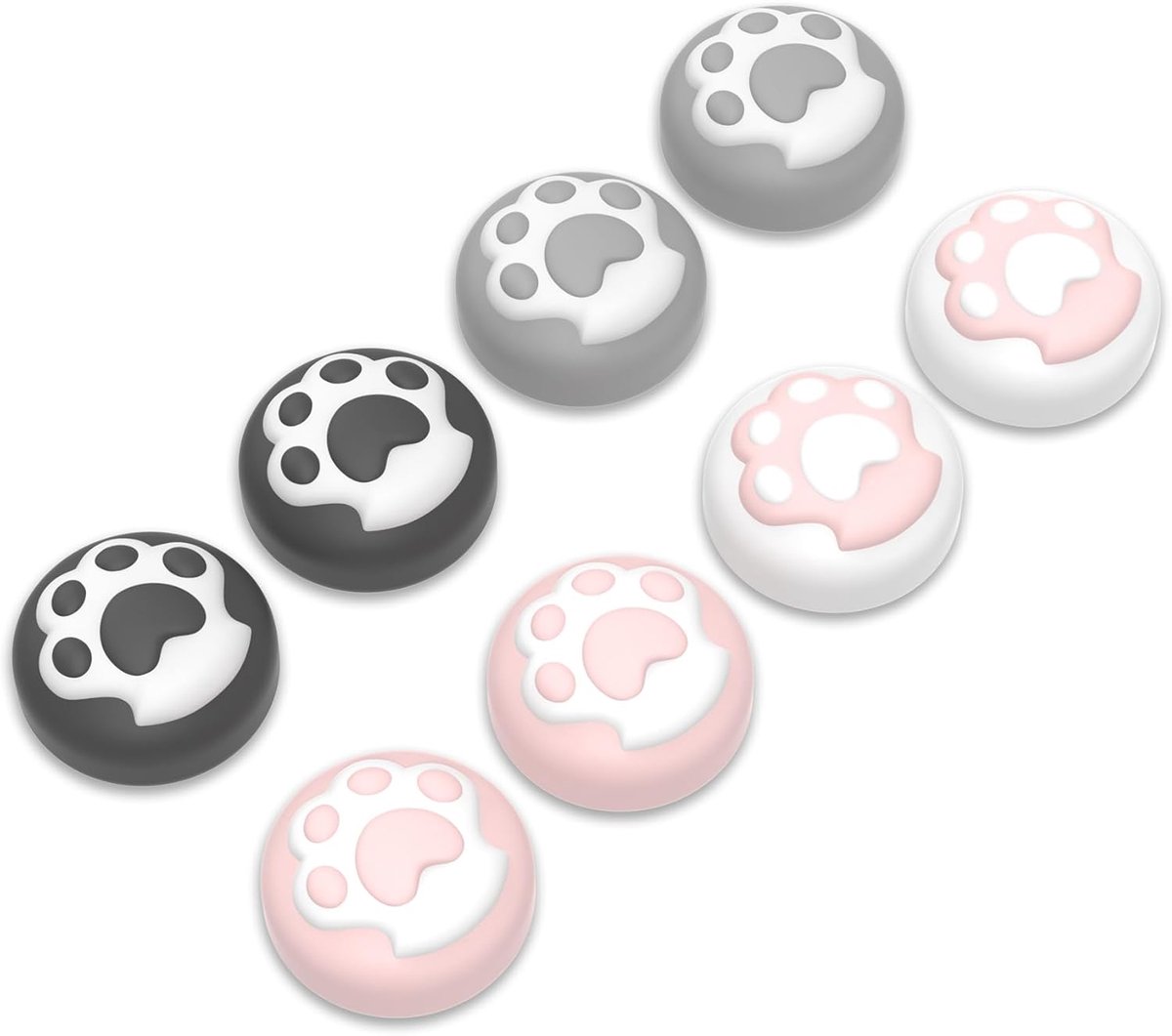 8 Stuks Duim Gripdoppen voor Nintendo Switch 2 2025 - Kawaii Siliconen Thumbstick Covers, Comfortabele Joystick Accessoires voor Controllers (Kattenpoot)