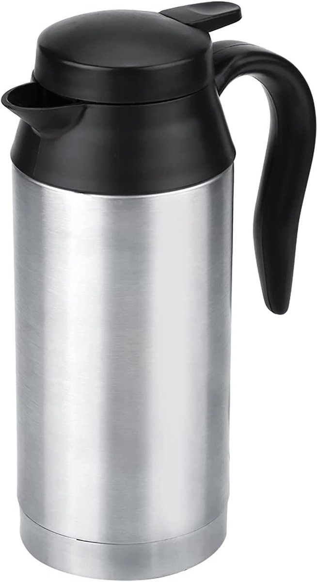 12 V, 120 W, 750 ml, roestvrij staal, draagbaar, met sigarettenaansteker, voor heet water, koffie, thee