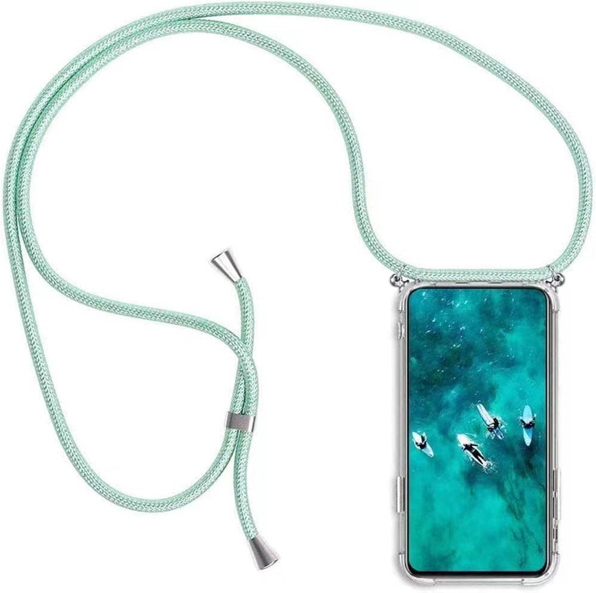 Telefoonketting voor OnePlus 15 5G - smartphone halsketting hoes met band - koord met cover case om om te hangen, Groen