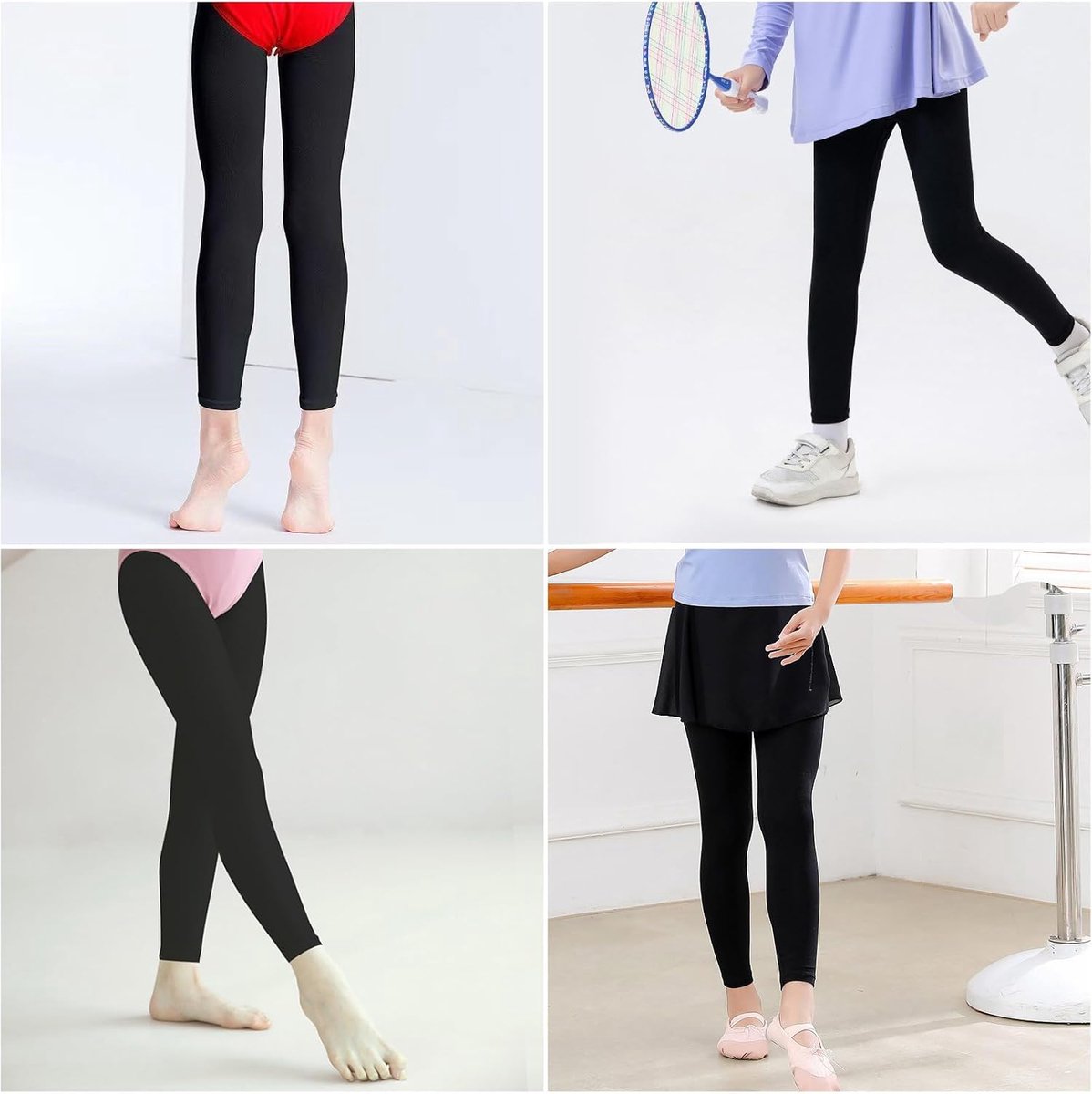 3 stuks balletpanty's voor meisjes, zonder voet, ondoorzichtig, wit