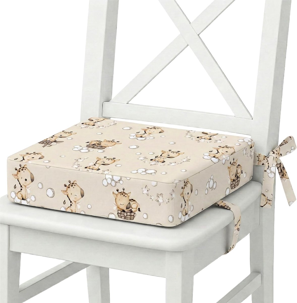 SnelShoppen - Verhoger Kinderstoel Kussen - 32x32x8 cm - Foam Zacht Kussen - Verwijderbare Wasbare Hoes - Roze - Comfortabele Zitplek - Ondersteuning