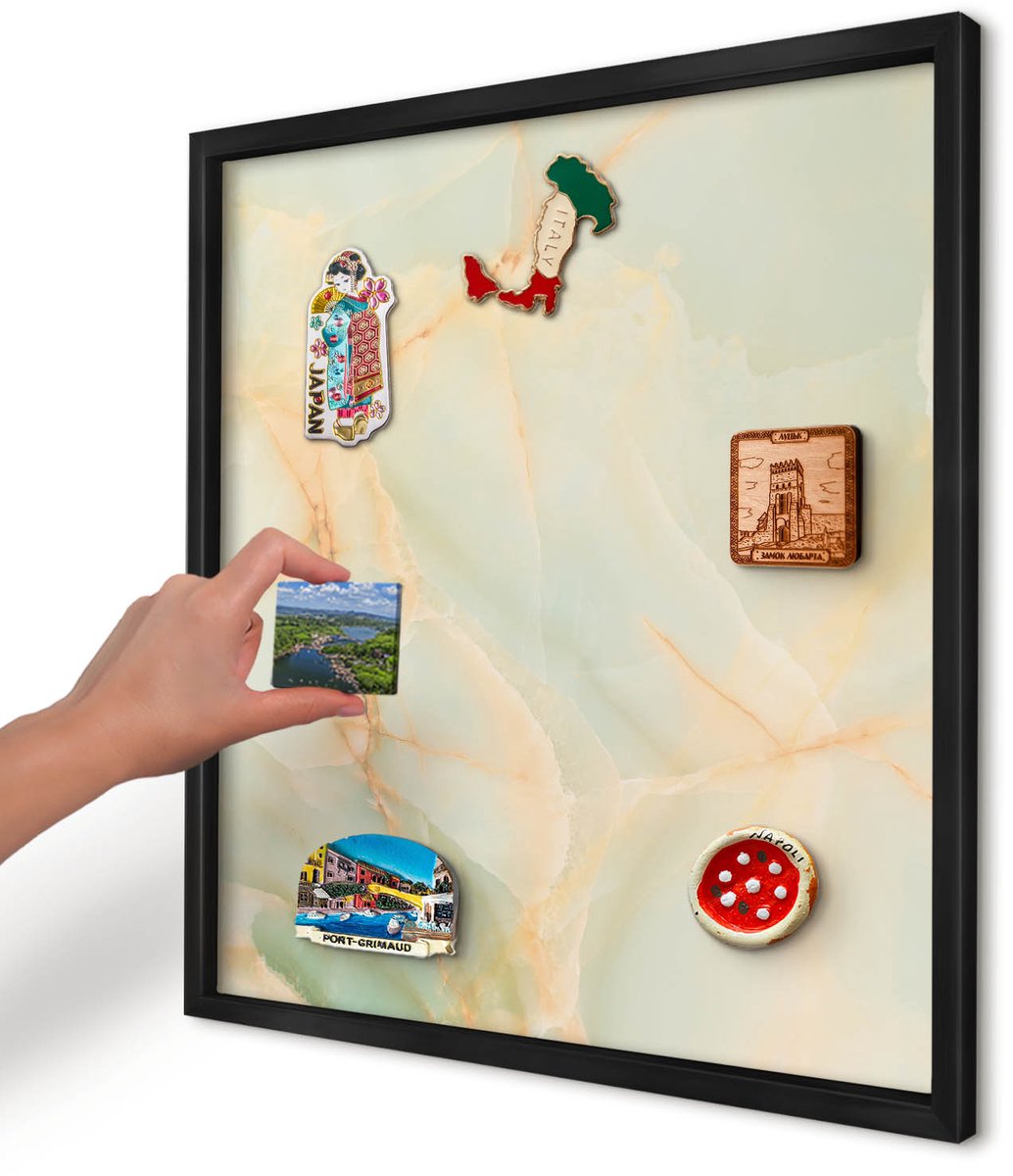Artprintcave Romig Magneetbord mit Zwart Frame - 50x50 cm - Marmeren Elegantie Magneet Bord mit Frame - Modern Bord Voor Magneten - Texturen