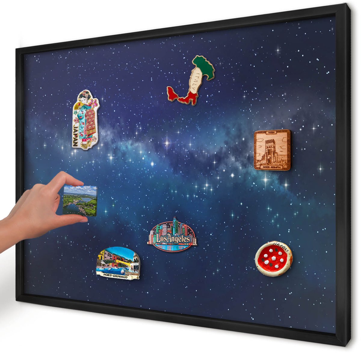 Artprintcave Marine Magneetbord mit Zwart Frame - 70x50 cm - Sterrenruimte Notitiebord - Abstract Magneet Bord mit Frame - Kosmos