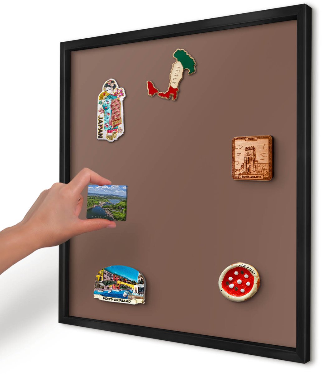 Artprintcave Bruin Magneetbord mit Zwart Frame - 50x50 cm - Bruine Kleur Notitiebord - Minimalist Magneet Bord mit Frame - Achtergronden En Patronen