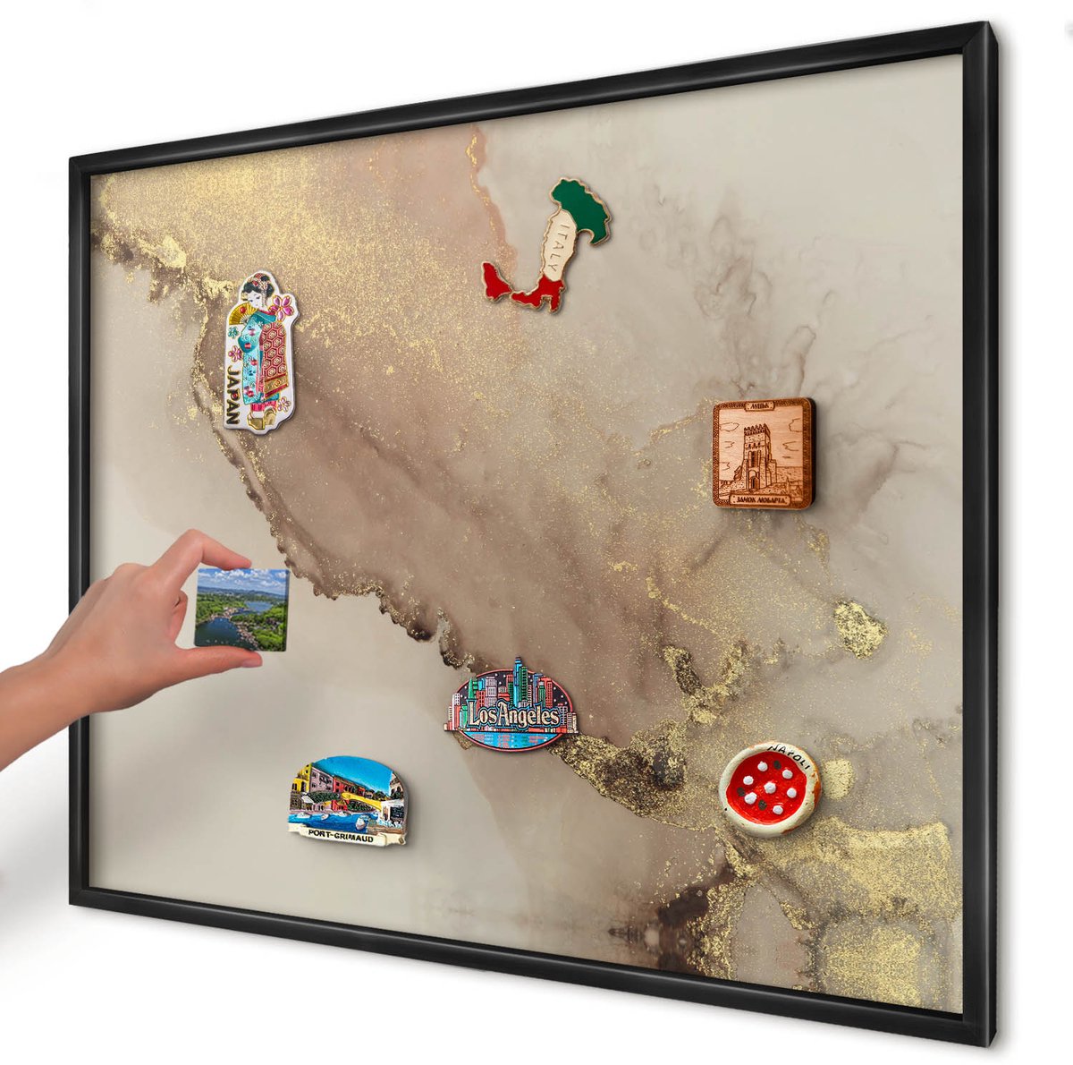 Artprintcave Beige Magneetbord mit Zwart Frame - 80x60 cm - Elegante Glans Notitiebord - Abstract Magnetisch Bord Voor Magneten - Abstractie