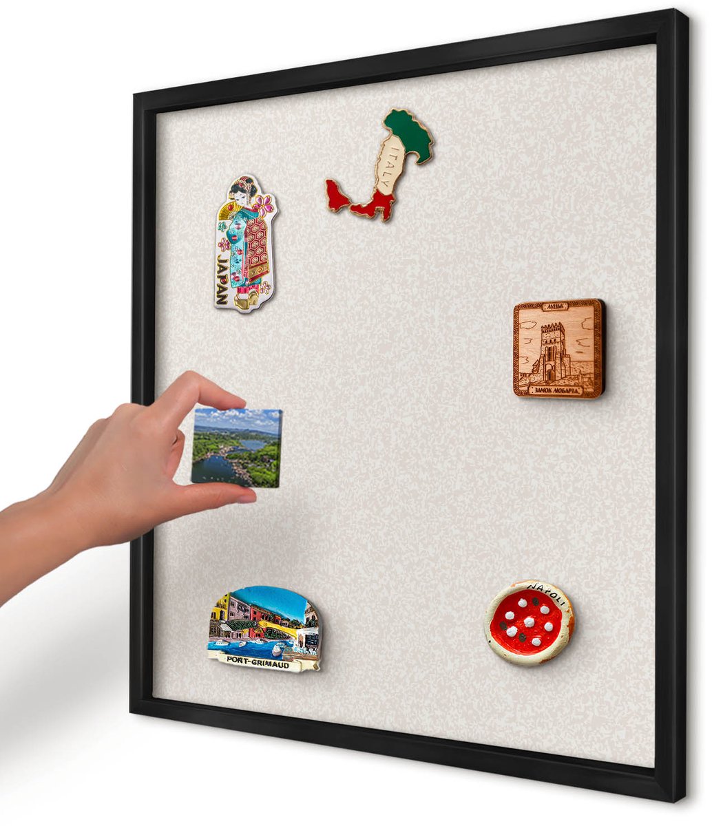 Artprintcave Romig Magneetbord mit Zwart Frame - 50x50 cm - Romige Textuur Wandbord Magnetisch - Minimalist Magneetbord Voor Keuken - Texturen