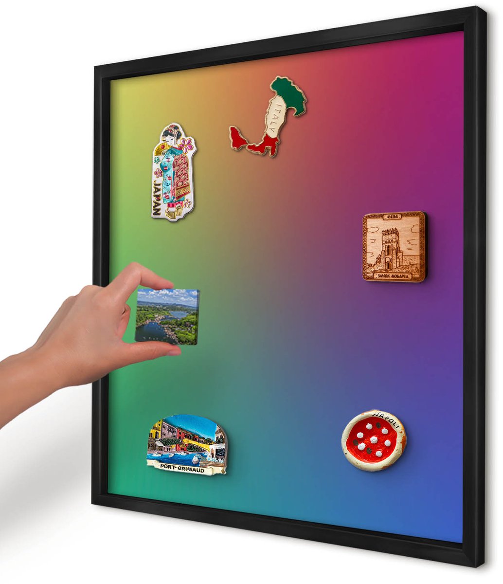 Artprintcave Groente Magneetbord mit Zwart Frame - 50x50 cm - Regenbooggradient Magnetisch Bord Voor Magneten - Abstract Magneet Bord mit Frame - Abstractie