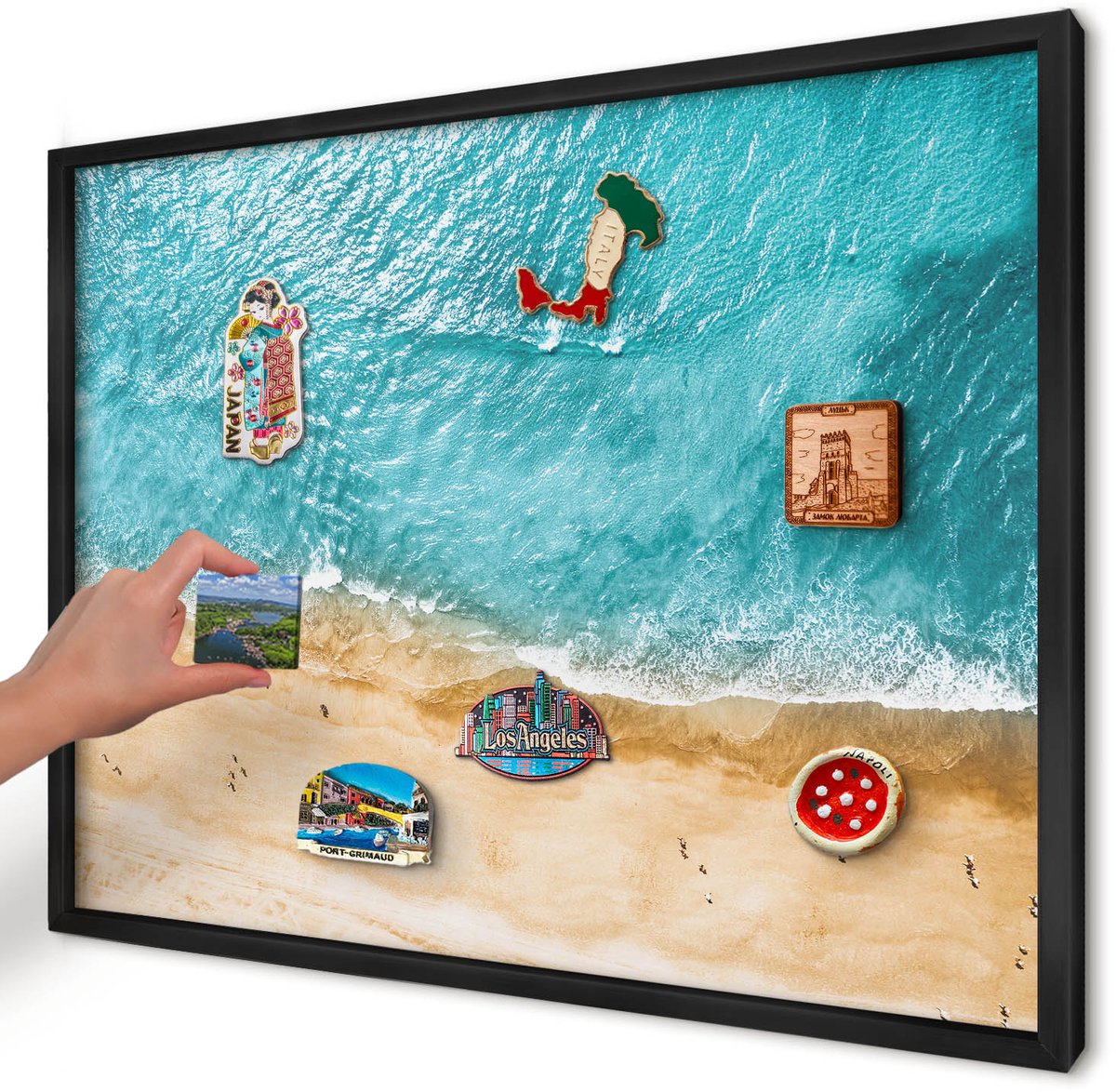 Artprintcave Turkoois Magneetbord mit Zwart Frame - 70x50 cm - Zee En Strand Magneetbord Voor Keuken - Fotografisch Bord Voor Magneten - Landschappen