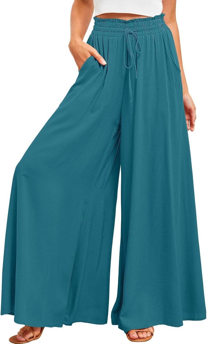 Wijde Broek Dames Casual Losse Hoge Taille Palazzo Elegante Effen
