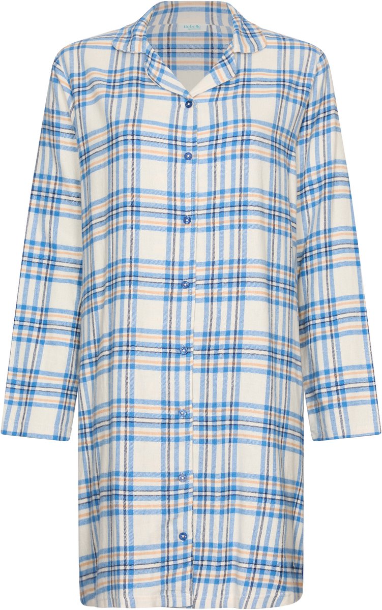 MyRebelle- Nachthemd - Checks - Katoen Flanel - Blauw - Maat 36