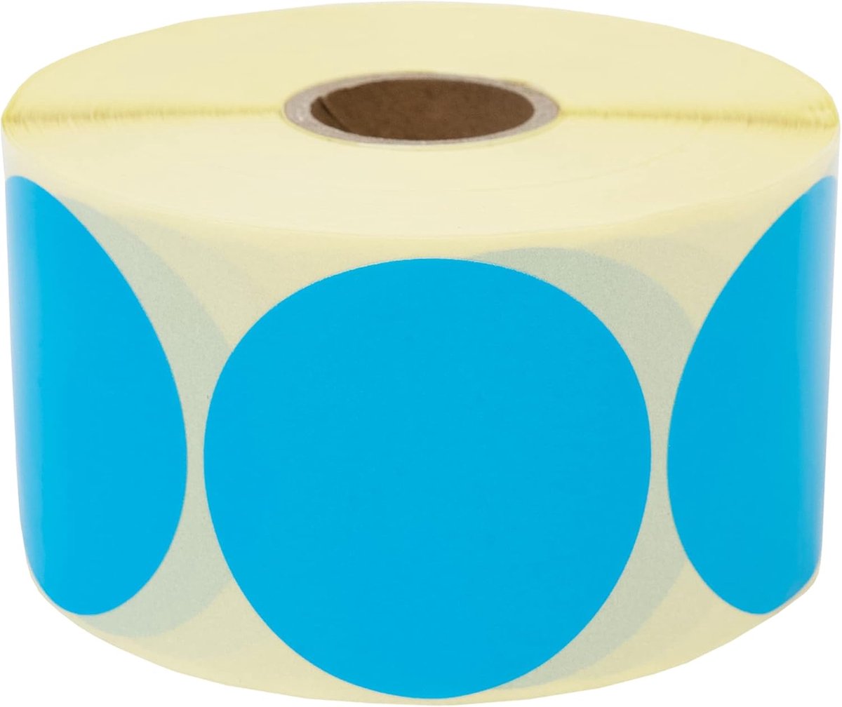 1000 stuks kleurrijke kleefpunten op rol, 25 x 25 mm, blauw, lijm-stippen, zelfklevende, ronde stickers, perfect voor etikettering op kantoor, stickers rond