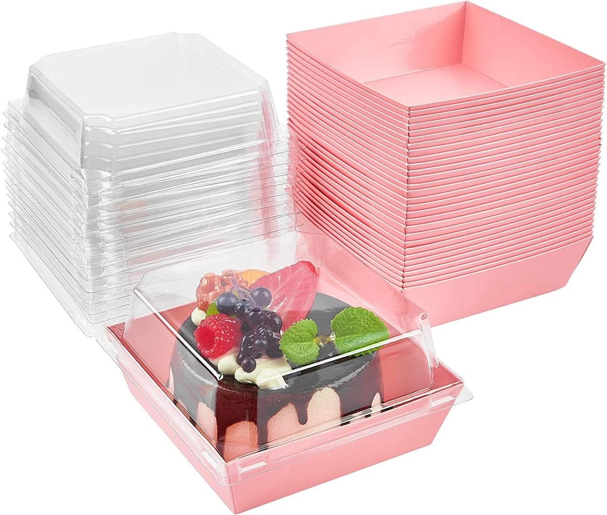 Taartpuntdozen met doorzichtige deksels - 50 stuks, 12 cm