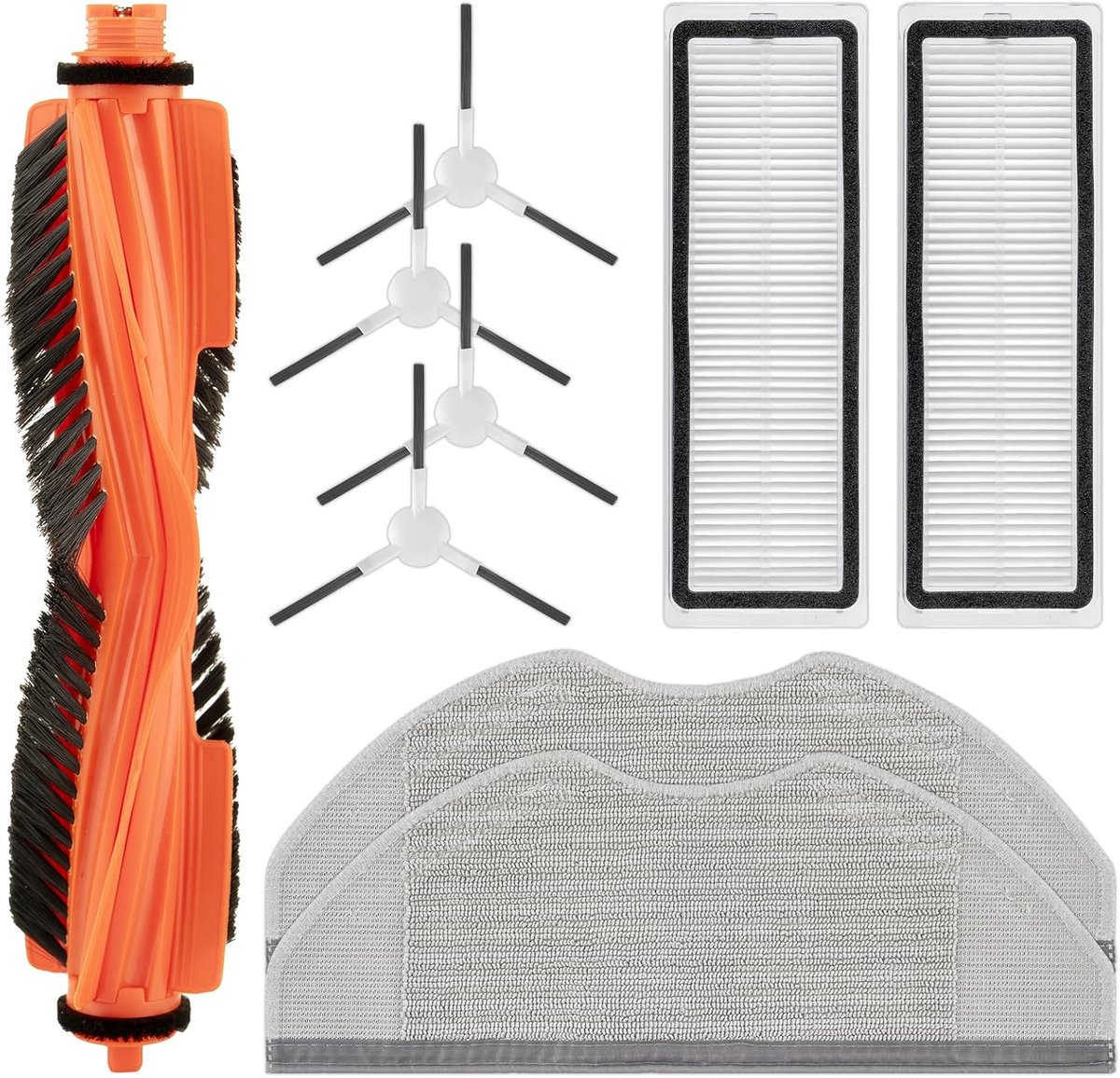 (9 stuks) S40C vervangende onderdelen compatibel met Xiaomi S40C robotstofzuiger, 1 rolborstel, 2 HEPA-filters, 2 dweilpads, 4 zijborstels, accessoireset
