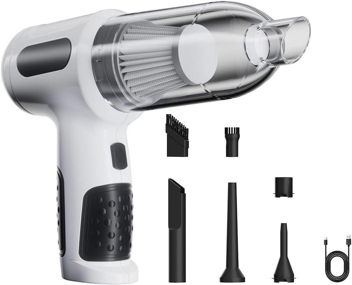 Draadloze Autostofzuiger - Handstofzuiger Krachtig - Auto Interieur Reinigen - 4-in-1 Multifunctioneel - 1 kg - Wit