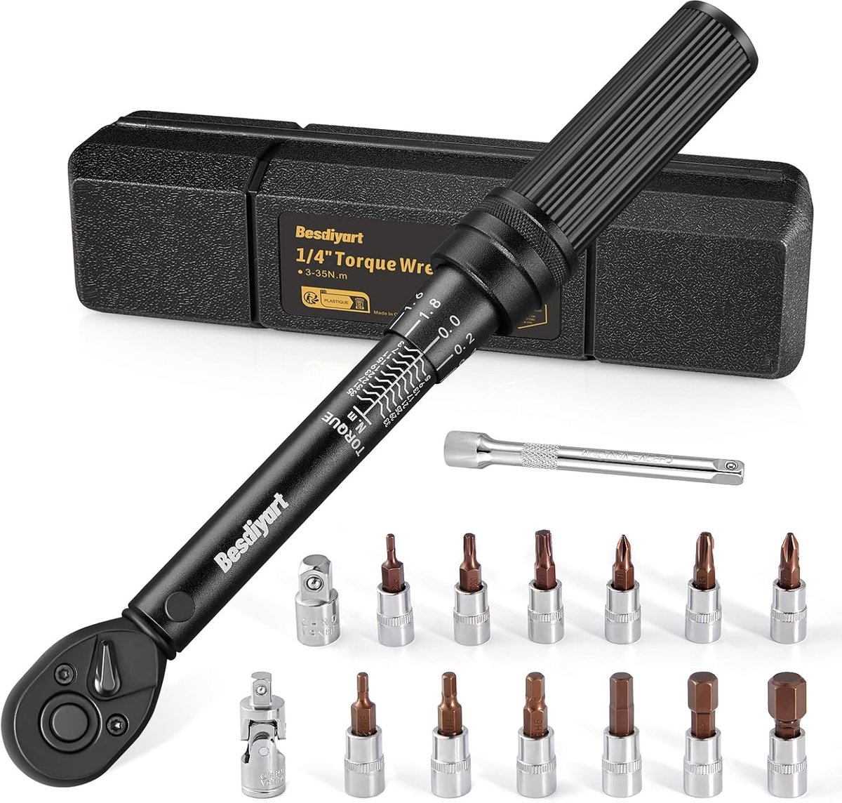 Dopsleutel 1/4 Inch - 3-35 Nm koppel - 72 tanden ratelsleutel - nauwkeurige afstelling voor fietsen - ShopVlot