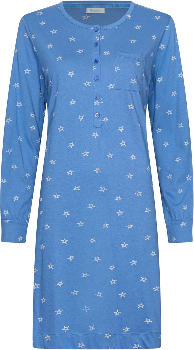 MyRebelle- Nachthemd - Starry Nights - Bio Katoen - Blauw - Maat 40