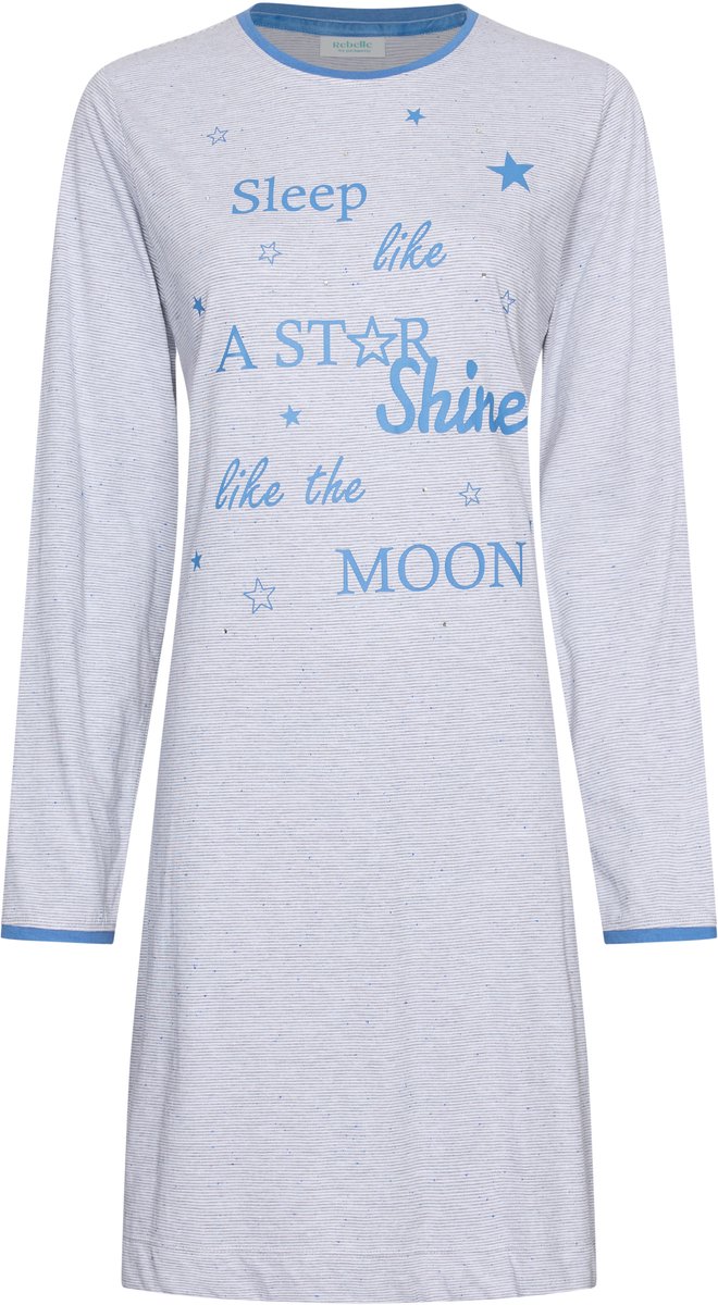 Rebelle MyRebelle - Nachthemd - Starry Nights - Katoen - Blauw/Wit - Gestreept