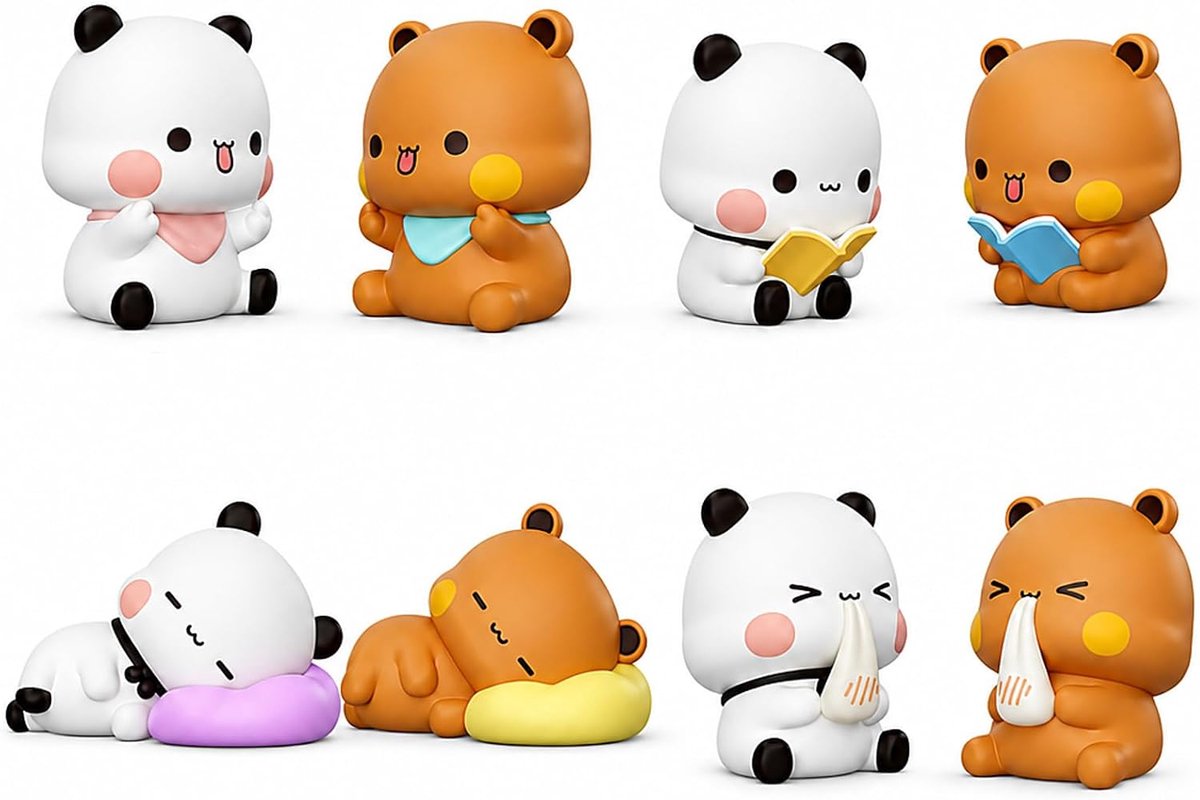 Dudu figuren, schattige Bubu Dudu-decoratie, schattige minifiguren, auto-dashboarddecoraties, panda-beer, Kawaii, cadeaus voor koppels, kinderen, meisjes, jongens, kantoor, bureau, kamerdecoratie