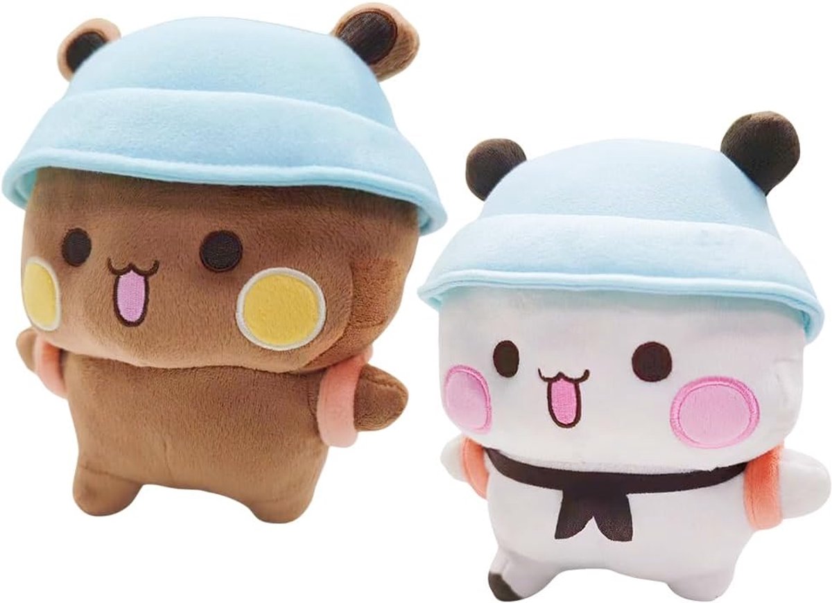 Dudu Pluche, 2 stuks Dudu Budu pluche dier, 20 cm Bu-du Du-du knuffeldier, panda-knuffeldier, betoverend zacht pluche kussen, verjaardagscadeaus voor jongens en meisjes