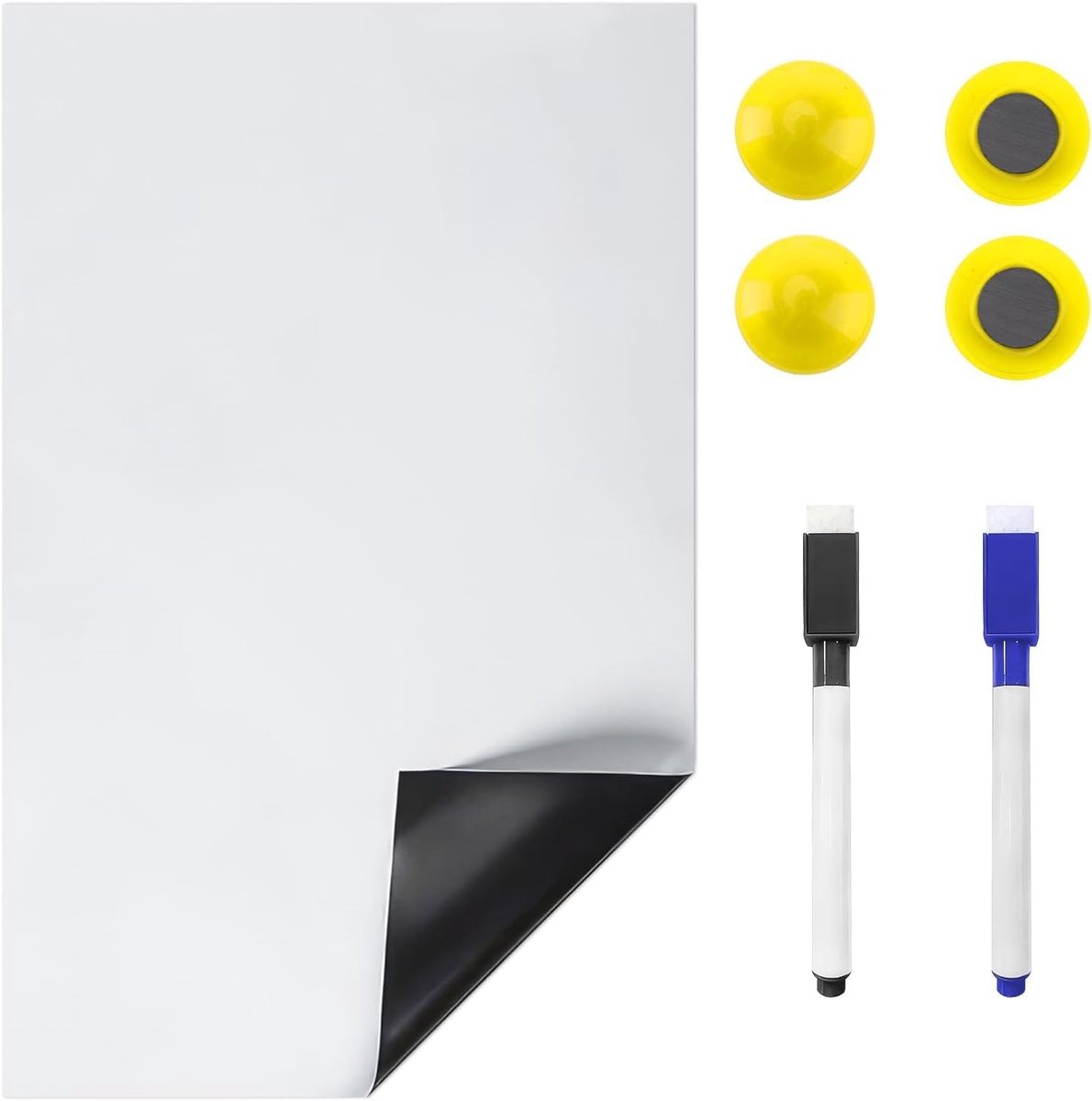 SnelShoppen - Magnetisch Bord voor Koelkast A5, Met 4 Magneten en 2 Markers, Herbruikbaar Memo Bord, Magnetische Planner, Whiteboard, Kalender voor Th