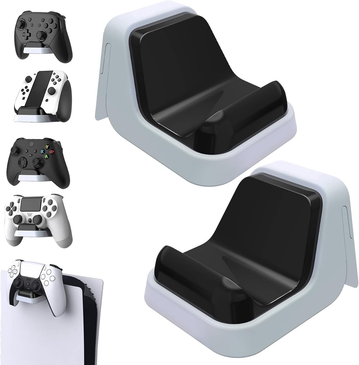 [Set van 2] Muurstandaard Hoofdtelefoonhouder voor ps5,Wandmontage Controller Hanger voor Xbox Series/Nintendo Switch Pro,Wall Holder voor ps5 Headset-Wit&Zwart