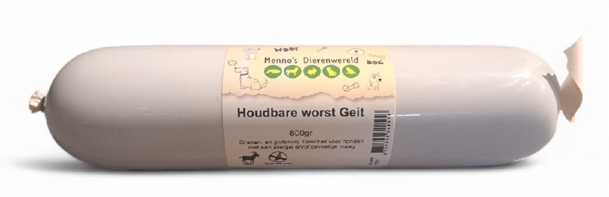 Menno's Dierenwereld Houdbare worst geit 800 gram