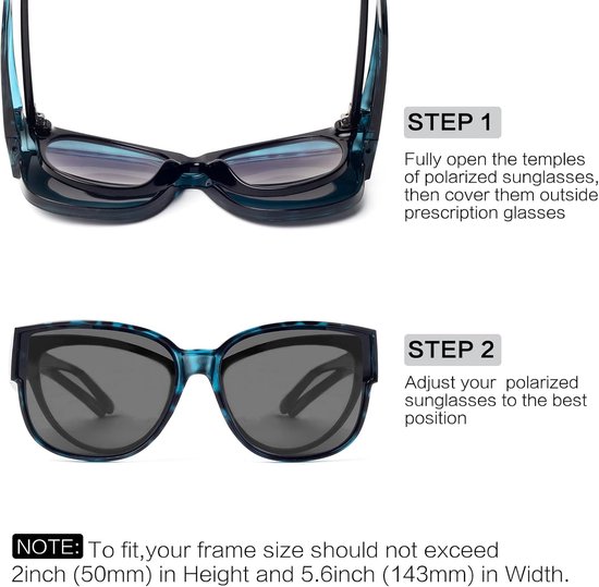 Shadow Gepolariseerde overzet zonnebril voor dames, overzetzonnebril voor brildragers, clip on zonnebril, uv-bescherming, ultralicht - Oversized overbril voor brildragers, voor dames en heren, ultralicht voor autorijden, fietsen, sport en vrije tijd van Shadow Gepolariseerde Overzet — afbeelding 4