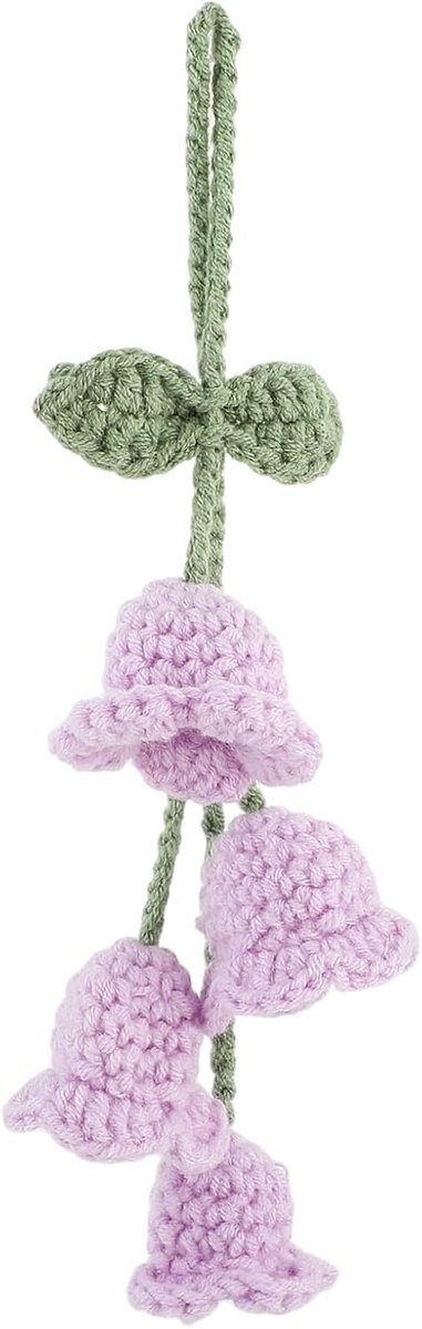 WLLHYF Tulp autospiegel hangend ornament, handgebreid gehaakt schattig klein lelietje-van-dalen, auto-interieur - ShopVlot