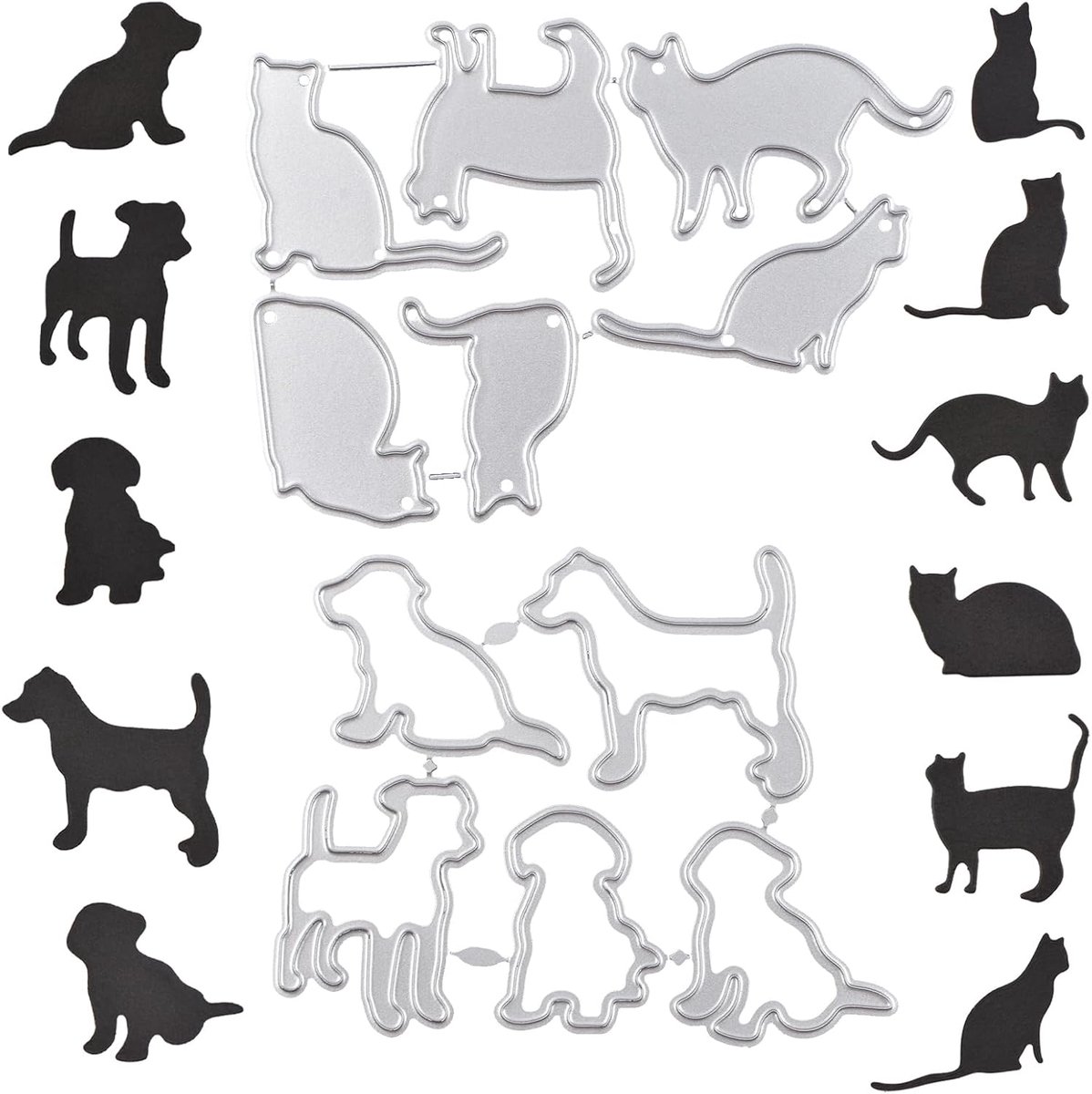 11 STKS Honden Katten Snijden Dies Metaal, DIY Craft Koolstofstaal Embossing Sjabloon voor Scrapbooking Papier Ambachten Kaart Maken Album Stempel DIY Decor