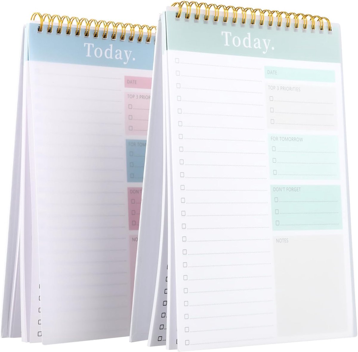 2 stuks to do list pad, ongedateerde dagelijkse planner met uurschema checklist, 16,5 x 24,7 cm, A5 spiraal notitieboek, 52 weken planner voor werk studie Oraganizer, 52 pagina's elk, 104