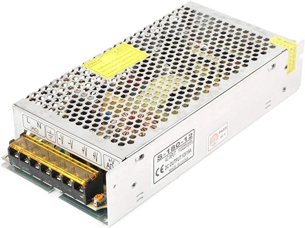 12V 15A Voeding Adapter,180W Universele Stroomvoorziening Transformator voor led Strip Light, Computer Project, Video Surveillance, Sonde Signal Lamp